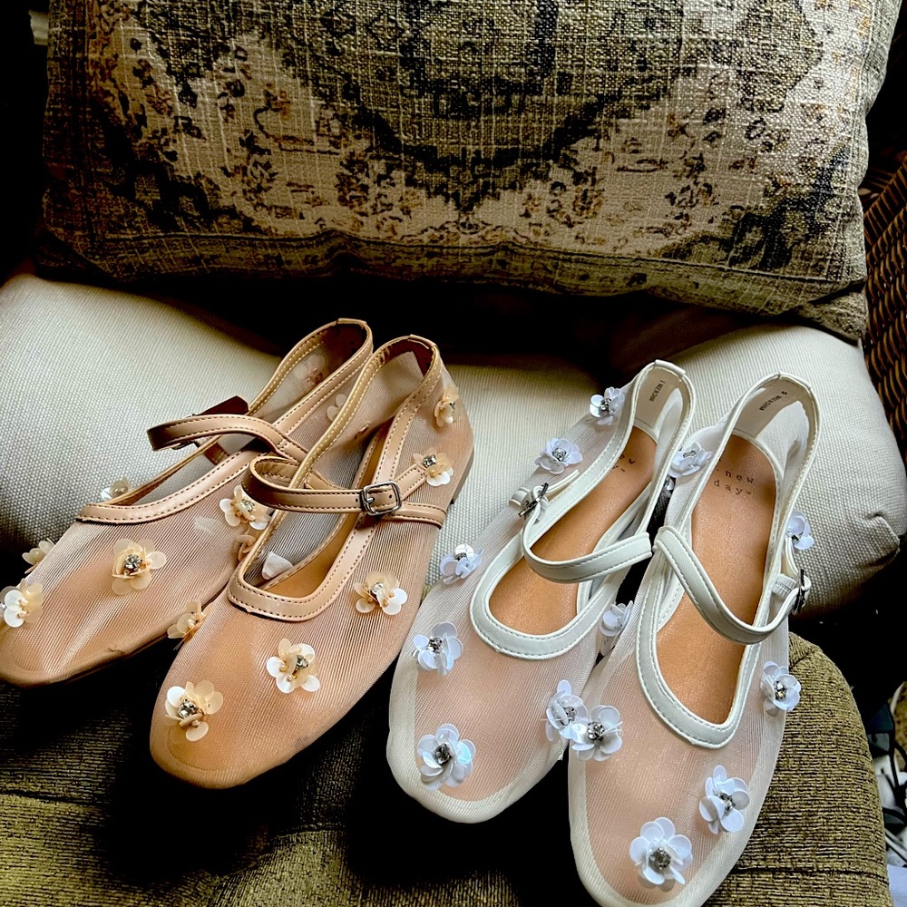 Lot 2 pairs a new day embellished ballet/ Mary Jane flats 6